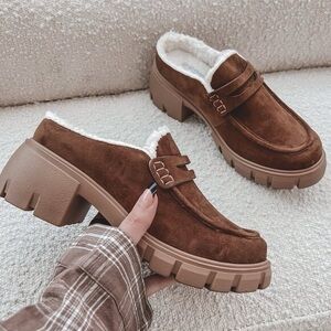 Very G Brown Faux Fur Lined Loafers